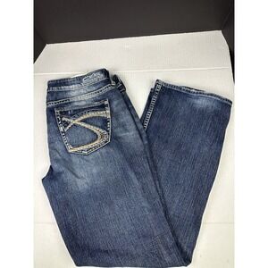 Y2K Silver Jeans Eden Womens 34x33 Blue Bootcut Flare Denim Biker Grunge